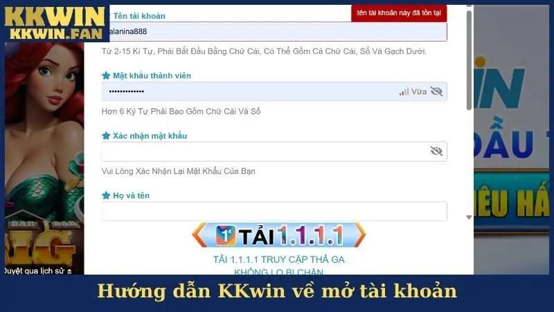 Hướng dẫn KKwin về mở tài khoản