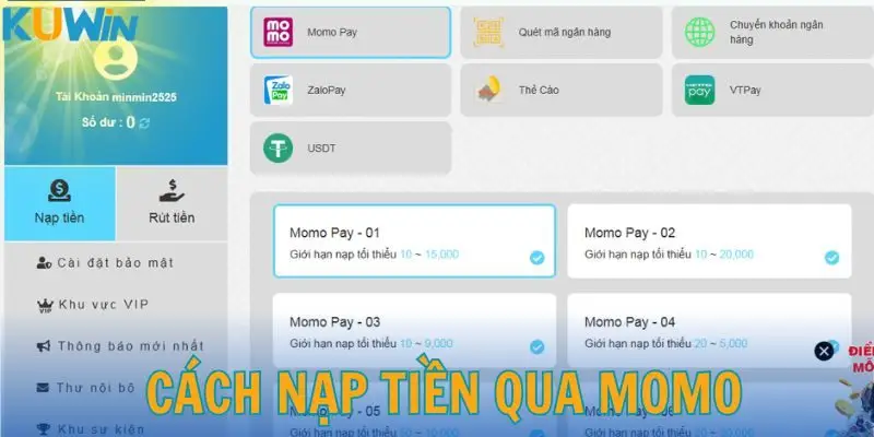 Các bước hướng dẫn nạp vốn các hình thức khác nhau