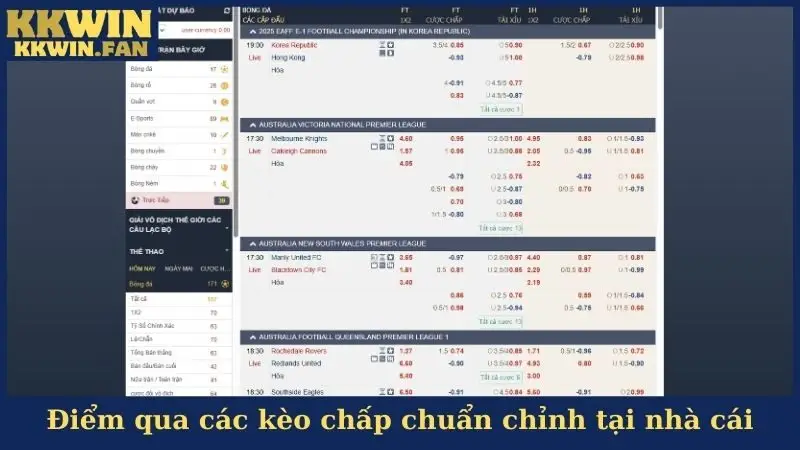 Điểm qua các kèo chấp chuẩn chỉnh tại nhà cái