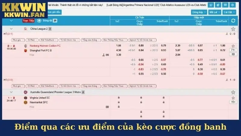 Điểm qua các ưu điểm của kèo cược đồng banh