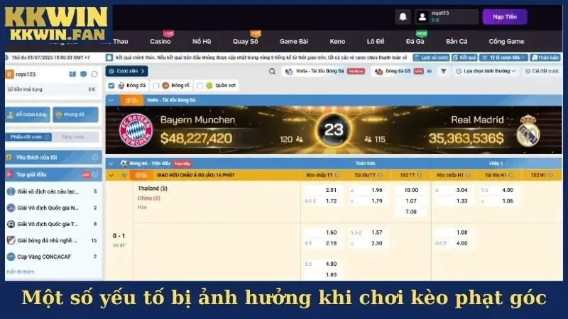 Một số yếu tố bị ảnh hưởng khi chơi kèo phạt góc